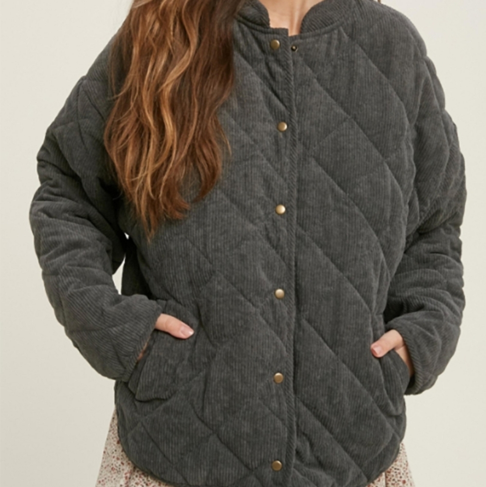 Dark Gray Quilted Corduroy Jacket - Never Worn